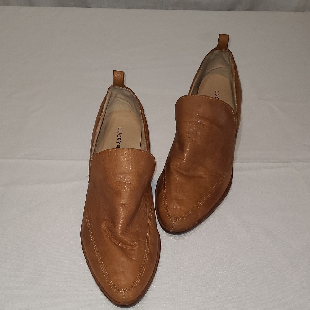 Lucky Brand Tan Slip-On Heeled Loafers